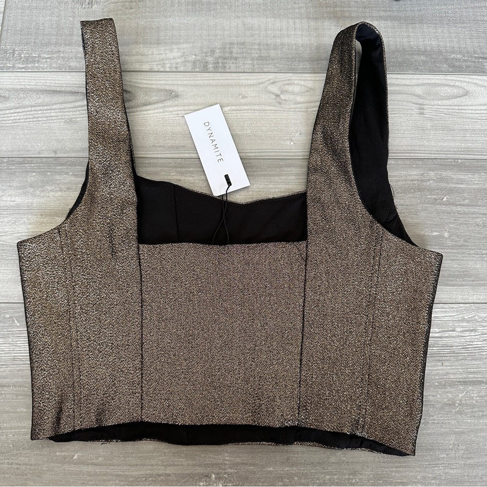 Dynamite Lurex Cropped Corset Top - Picture 7 of 9